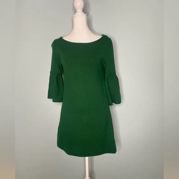 Moth By Anthropologie Dresses | Moth By Anthropologie Emerald Knit Dress With Flounce Sleeves. Size Xs | Color: Green | Size: Xs | Oneposhfam's Closet